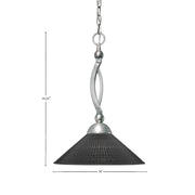 Toltec Bow 16in 1-Light Pendant | Brushed Nickel Steel and Black Matrix Glass | Kitchen Island & Dining Room | 16 x 16 x 19.25 in | Model 271-BN-4019