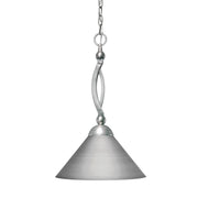 Toltec Bow 16in 1-Light Pendant | Brushed Nickel Steel and Brushed Nickel Cone Metal Shade | Kitchen Island & Dining Room | 16 x 20.5 in | Model 271-BN-420-BN