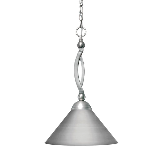 Toltec Bow 16in 1-Light Pendant | Brushed Nickel Steel and Brushed Nickel Cone Metal Shade | Kitchen Island & Dining Room | 16 x 20.5 in | Model 271-BN-420-BN