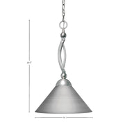 Toltec Bow 16in 1-Light Pendant | Brushed Nickel Steel and Brushed Nickel Cone Metal Shade | Kitchen Island & Dining Room | 16 x 20.5 in | Model 271-BN-420-BN