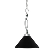 Toltec Bow 16in 1-Light Pendant | Brushed Nickel Steel and Matte Black Cone Metal Shade | Kitchen Island & Dining Room | 16 x 20.5 in | Model 271-BN-420-MB
