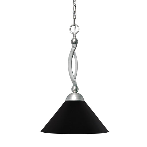 Toltec Bow 16in 1-Light Pendant | Brushed Nickel Steel and Matte Black Cone Metal Shade | Kitchen Island & Dining Room | 16 x 20.5 in | Model 271-BN-420-MB