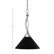Toltec Bow 16in 1-Light Pendant | Brushed Nickel Steel and Matte Black Cone Metal Shade | Kitchen Island & Dining Room | 16 x 20.5 in | Model 271-BN-420-MB