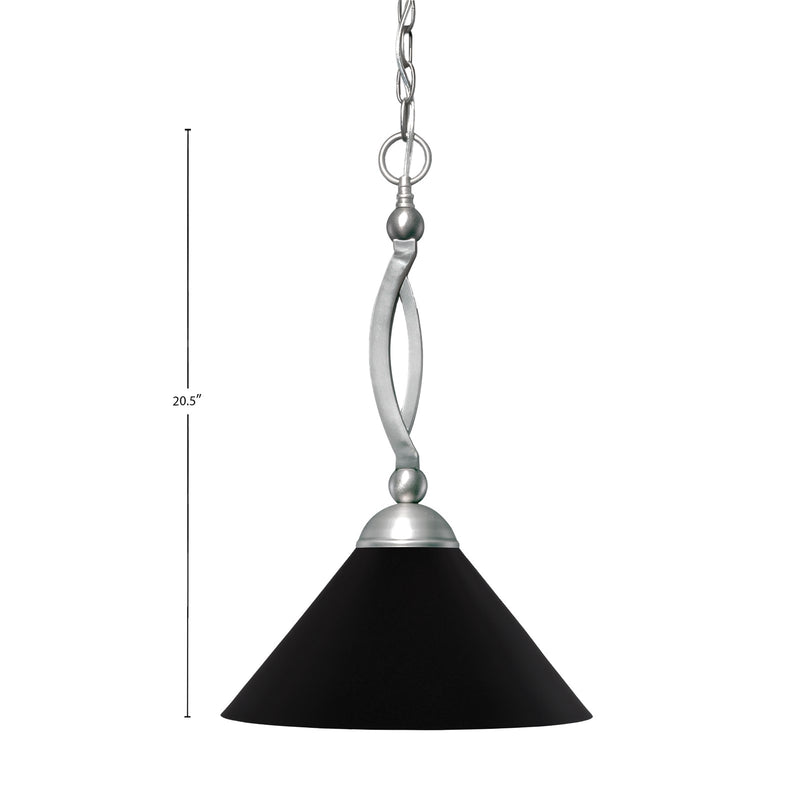 Toltec Bow 16in 1-Light Pendant | Brushed Nickel Steel and Matte Black Cone Metal Shade | Kitchen Island & Dining Room | 16 x 20.5 in | Model 271-BN-420-MB
