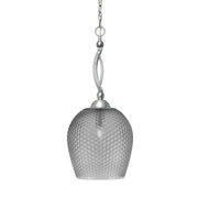 Toltec Bow 12in 1-Light Pendant | Brushed Nickel Steel and Smoke Textured Glass | Kitchen Island & Dining Room | 12 x 12 x 26.25 in | Model 271-BN-4202