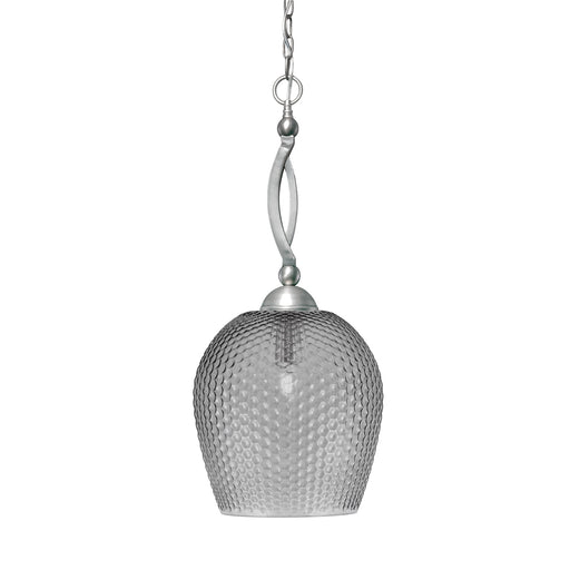 Toltec Bow 12in 1-Light Pendant | Brushed Nickel Steel and Smoke Textured Glass | Kitchen Island & Dining Room | 12 x 12 x 26.25 in | Model 271-BN-4202
