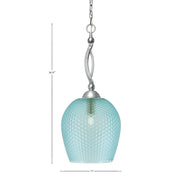 Toltec Bow 12in 1-Light Pendant | Brushed Nickel Steel and Turquoise Textured Glass | Kitchen Island & Dining Room | 12 x 12 x 26.25 in | Model 271-BN-4205