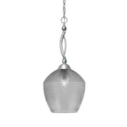 Toltec Bow 9in 1-Light Pendant | Brushed Nickel Steel and Smoke Textured Glass | Kitchen Island & Dining Room | 9 x 9 x 26.25 in | Model 271-BN-4222