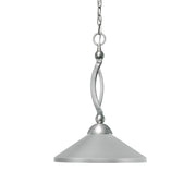 Toltec Bow 16in 1-Light Pendant | Brushed Nickel Steel and Brushed Nickel Cone Metal Shade | Kitchen Island & Dining Room | 16 x 18.25 in | Model 271-BN-424-BN