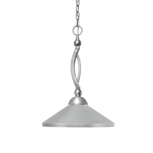 Toltec Bow 16in 1-Light Pendant | Brushed Nickel Steel and Brushed Nickel Cone Metal Shade | Kitchen Island & Dining Room | 16 x 18.25 in | Model 271-BN-424-BN