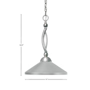 Toltec Bow 16in 1-Light Pendant | Brushed Nickel Steel and Brushed Nickel Cone Metal Shade | Kitchen Island & Dining Room | 16 x 18.25 in | Model 271-BN-424-BN