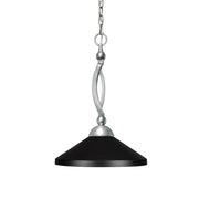 Toltec Bow 14in 1-Light Pendant | Brushed Nickel and Matte Black Cone Metal | Kitchen Island & Dining Room | 14 x 14 x 18.25 in | Model 271-BN-424-MB