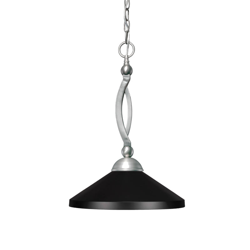 Toltec Bow 14in 1-Light Pendant | Brushed Nickel and Matte Black Cone Metal | Kitchen Island & Dining Room | 14 x 14 x 18.25 in | Model 271-BN-424-MB