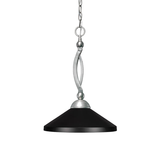 Toltec Bow 14in 1-Light Pendant | Brushed Nickel and Matte Black Cone Metal | Kitchen Island & Dining Room | 14 x 14 x 18.25 in | Model 271-BN-424-MB