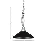 Toltec Bow 14in 1-Light Pendant | Brushed Nickel and Matte Black Cone Metal | Kitchen Island & Dining Room | 14 x 14 x 18.25 in | Model 271-BN-424-MB