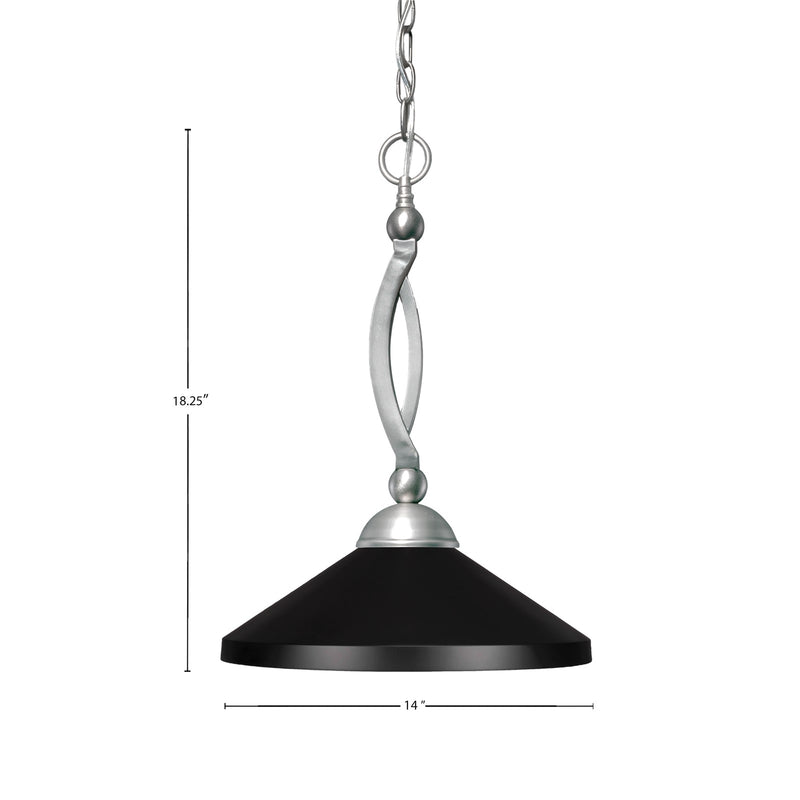 Toltec Bow 14in 1-Light Pendant | Brushed Nickel and Matte Black Cone Metal | Kitchen Island & Dining Room | 14 x 14 x 18.25 in | Model 271-BN-424-MB