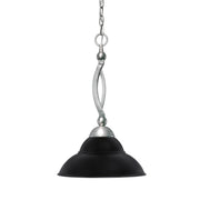 Toltec Bow 13in 1-Light Pendant | Brushed Nickel and Matte Black Double Bubble Metal | Kitchen Island & Dining Room | 13 x 13 x 19.75 in | Model 271-BN-428-MB