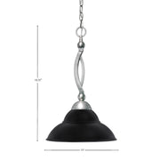 Toltec Bow 13in 1-Light Pendant | Brushed Nickel and Matte Black Double Bubble Metal | Kitchen Island & Dining Room | 13 x 13 x 19.75 in | Model 271-BN-428-MB