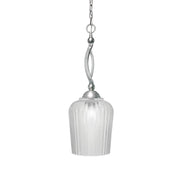 Toltec Bow 9in 1-Light Pendant | Brushed Nickel Steel and Clear Textured Glass | Kitchen Island & Dining Room | 9 x 24.5 in | Model 271-BN-4280