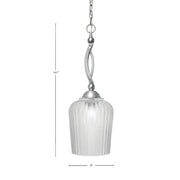 Toltec Bow 9in 1-Light Pendant | Brushed Nickel Steel and Clear Textured Glass | Kitchen Island & Dining Room | 9 x 24.5 in | Model 271-BN-4280