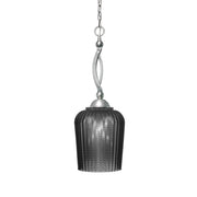 Toltec Bow 9in 1-Light Pendant | Brushed Nickel Steel and Smoke Textured Glass | Kitchen Island & Dining Room | 9 x 24.5 in | Model 271-BN-4282