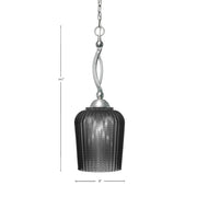 Toltec Bow 9in 1-Light Pendant | Brushed Nickel Steel and Smoke Textured Glass | Kitchen Island & Dining Room | 9 x 24.5 in | Model 271-BN-4282