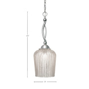 Toltec Bow 9in 1-Light Pendant | Brushed Nickel Steel and Silver Textured Glass | Kitchen Island & Dining Room | 9 x 24.5 in | Model 271-BN-4283