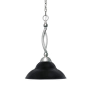Toltec Bow 16in 1-Light Pendant | Brushed Nickel and Matte Black Double Bubble Glass | Kitchen Island & Dining Room | 16 x 16 x 20.5 in | Model 271-BN-429-MB