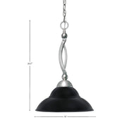 Toltec Bow 16in 1-Light Pendant | Brushed Nickel and Matte Black Double Bubble Glass | Kitchen Island & Dining Room | 16 x 16 x 20.5 in | Model 271-BN-429-MB