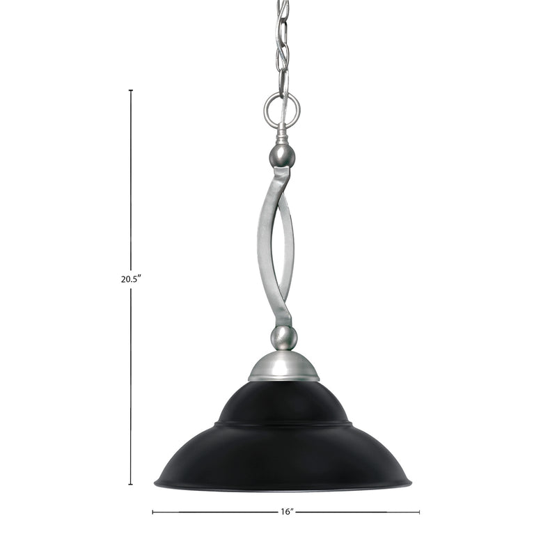 Toltec Bow 16in 1-Light Pendant | Brushed Nickel and Matte Black Double Bubble Glass | Kitchen Island & Dining Room | 16 x 16 x 20.5 in | Model 271-BN-429-MB