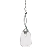 Toltec Bow 6.75in 1-Light Pendant | Brushed Nickel Steel and Clear Bubble Glass | Kitchen Island & Dining Room | 6.75 x 22.5 in | Model 271-BN-4460