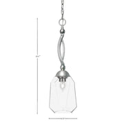 Toltec Bow 6.75in 1-Light Pendant | Brushed Nickel Steel and Clear Bubble Glass | Kitchen Island & Dining Room | 6.75 x 22.5 in | Model 271-BN-4460