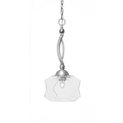 Toltec Bow 9in 1-Light Pendant | Brushed Nickel Steel and Clear Bubble Glass | Kitchen & Dining Room | 9 x 9 x 20.25 in | Model 271-BN-4490