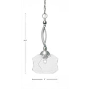 Toltec Bow 9in 1-Light Pendant | Brushed Nickel Steel and Clear Bubble Glass | Kitchen & Dining Room | 9 x 9 x 20.25 in | Model 271-BN-4490