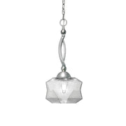 Toltec Bow 9in 1-Light Pendant | Brushed Nickel Steel and Smoke Bubble Glass | Kitchen & Dining Room | 9 x 9 x 20.25 in | Model 271-BN-4492