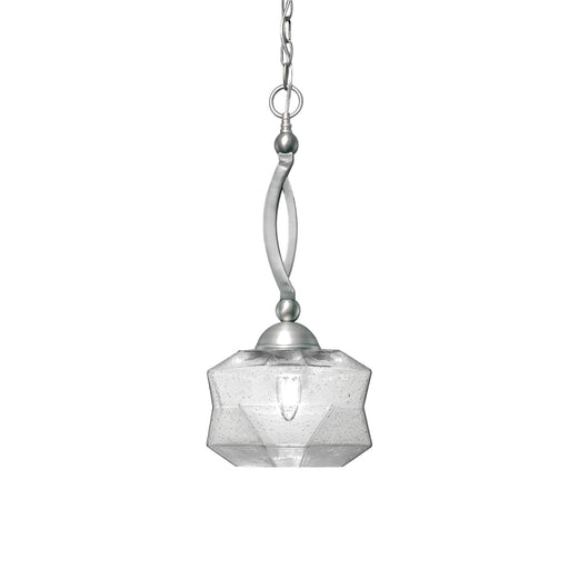 Toltec Bow 9in 1-Light Pendant | Brushed Nickel Steel and Smoke Bubble Glass | Kitchen & Dining Room | 9 x 9 x 20.25 in | Model 271-BN-4492