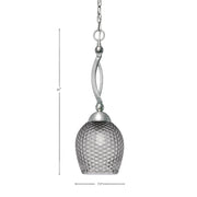Toltec Bow 7.5in 1-Light Pendant | Brushed Nickel Steel and Smoke Textured Glass | Kitchen & Dining Room | 7.5 x 7.5 x 22 in | Model 271-BN-4902