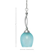 Toltec Bow 7.5in 1-Light Pendant | Brushed Nickel and Turquoise Textured Glass | Kitchen Island & Dining Room | 7.5 x 22 in | Model 271-BN-4905