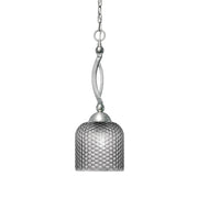 Toltec Bow 7.5in 1-Light Pendant | Brushed Nickel and Smoke Textured Glass | Kitchen Island & Dining Room | 7.5 x 21 in | Model 271-BN-4912