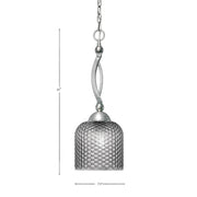 Toltec Bow 7.5in 1-Light Pendant | Brushed Nickel and Smoke Textured Glass | Kitchen Island & Dining Room | 7.5 x 21 in | Model 271-BN-4912
