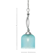 Toltec Bow 7.5in 1-Light Pendant | Brushed Nickel and Turquoise Textured Glass | Kitchen Island & Dining Room | 7.5 x 21 in | Model 271-BN-4915
