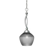 Toltec Bow 9in 1-Light Pendant | Brushed Nickel and Smoke Textured Glass | Kitchen Island & Dining Room | 9 x 21.75 in | Model 271-BN-4922