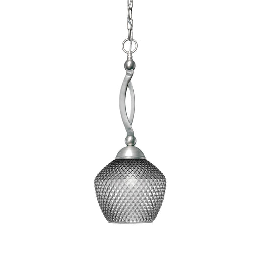 Toltec Bow 9in 1-Light Pendant | Brushed Nickel and Smoke Textured Glass | Kitchen Island & Dining Room | 9 x 21.75 in | Model 271-BN-4922