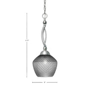 Toltec Bow 9in 1-Light Pendant | Brushed Nickel and Smoke Textured Glass | Kitchen Island & Dining Room | 9 x 21.75 in | Model 271-BN-4922