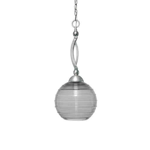 Toltec Bow 10in 1-Light Pendant | Brushed Nickel Steel and Smoke Ribbed Glass | Kitchen Island & Dining Room | 10 x 22.5 in | Model 271-BN-5122