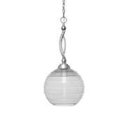 Toltec Bow 10in 1-Light Pendant | Brushed Nickel Steel and Clear Ribbed Glass | Kitchen Island & Dining Room | 10 x 24 in | Model 271-BN-5130