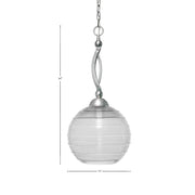 Toltec Bow 10in 1-Light Pendant | Brushed Nickel Steel and Clear Ribbed Glass | Kitchen Island & Dining Room | 10 x 24 in | Model 271-BN-5130
