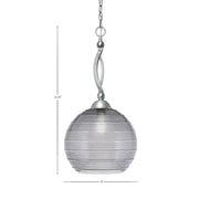 Toltec Bow 14in 1-Light Pendant | Brushed Nickel Steel and Smoke Ribbed Glass | Kitchen Island & Dining Room | 14 x 25.75 in | Model 271-BN-5142
