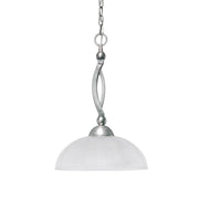 Toltec Bow 16in 1-Light Pendant | Modern Brushed Nickel and Clear Ribbed Glass | Kitchen Island & Dining Room | 16 x 16 x 18.5 in | Model 271-BN-540