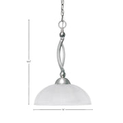 Toltec Bow 16in 1-Light Pendant | Modern Brushed Nickel and Clear Ribbed Glass | Kitchen Island & Dining Room | 16 x 16 x 18.5 in | Model 271-BN-540